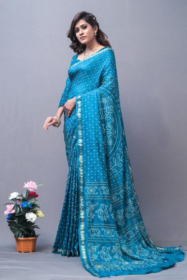 Sudarshan Block Print Bandhej Saree Most Demanded Collection